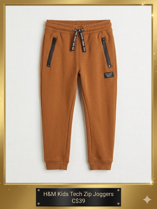 Other - H&M Kids Tech Zip Joggers - Muted Brown - Size 4-5T (EUC)